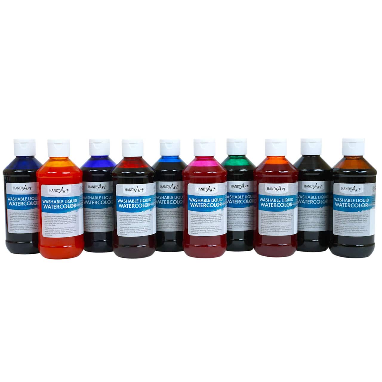 Handy Art® 8oz. Basic Color Washable Liquid Watercolors, 10ct.